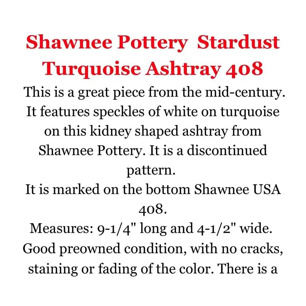 2‎ Vintage 1950's Shawnee Pottery Ashtray Stardust Turquoise Handmade Art Deco